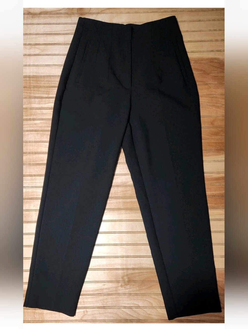 Zara Black High Waist Tapered Dress Pants Trousers Pleated Flat Front Careerwear